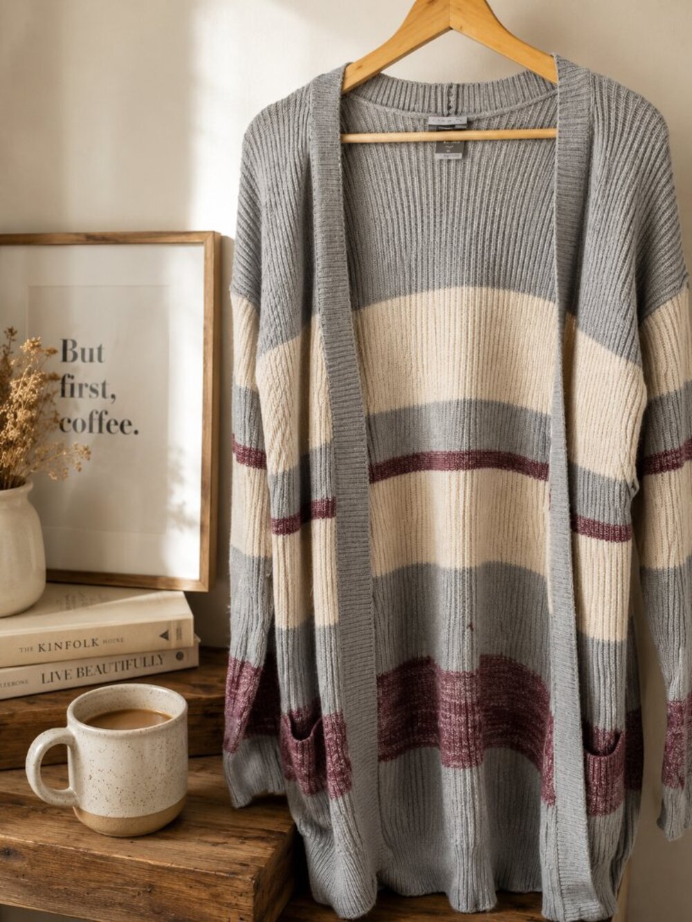 Women's Color Block Sweater Grandpacore Cozy Vintage Knit Size Large